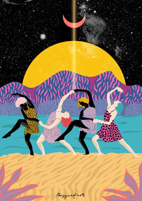 B10 – Fubiz Media Feminist Art, History Of Dance, Dance Artwork, Women Dancing, Woman Dancing, Dance Paintings, Dancing In The Moonlight, Woman Illustration, Art Et Illustration