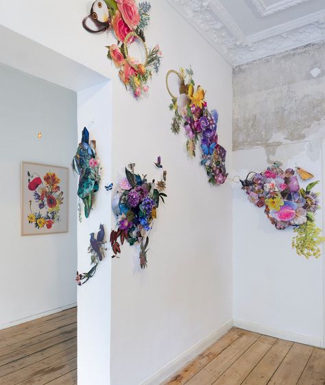 Immersive Paper Collage Installation by Clare Celeste. Three-dimensional paper collage sculptures. — CLARE CELESTE Collage Sculpture, Clare Celeste Borsch, Yarn Collage, Botanical Installation, Clare Celeste, Paper Art Installation, Creative Department, Paper Installation, Floral Installations