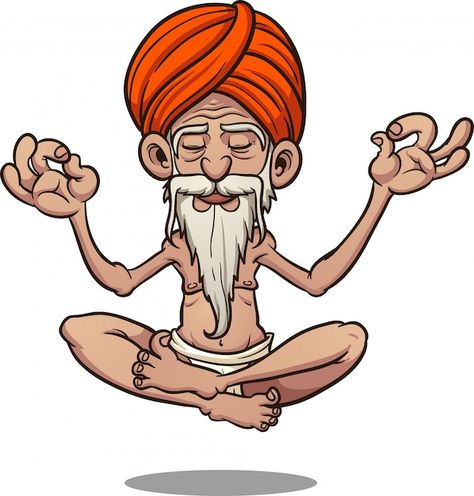 Floating guru illustration | Premium Vector #Freepik #vector #cartoon-illustration #turban #cartoon-indian #cartoon Premium Vector, Graphic Resources, Floating