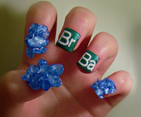 Breaking Bad nails Breaking Bad Nails, Bad Fan Art, Breakin Bad, Bad Nails, Crazy Nail Designs, Crazy Nail Art, Crazy Nails, Strong Nails, Manicure E Pedicure