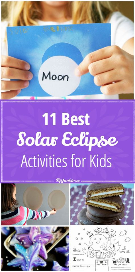 11 Best Solar Eclipse Activities for Kids. These activities are super inexpensive, creative, and can lead to hours of fun. Plus, it’s a great way to teach your child about space. Eclipse Activities For Kids, Eclipse Crafts, Solar Eclipse Kids, Eclipse Activities, Eclipse Games, Eclipse Project, Solar Eclipse Activity, Eclipse Party, Eclipses Art