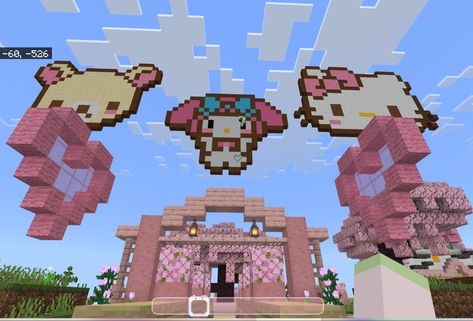 Melanie Martinez Minecraft Builds, Bunny House Minecraft, Minecraft Bunny House, Minecraft Building Ideas Pink, Minecraft Carrot, Sanrio Minecraft Builds, Minecraft Builds Aesthetic, Coquette Minecraft, Minecraft House Inspo