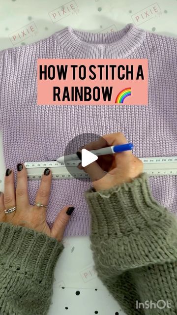 Hand embroided personalised jumpers - Pixie&Me on Instagram: "A perfect addition to any garment! Perhaps you have a special rainbow baby 🥹🥹 this simple chain stitch rainbow is super easy! The key is to make a straight line first and even out the spacing between the bows!   I hope this tutorial helps! Who is giving this one a go!??  Don’t forget about our DIY kits! We supply everything you need to create a super cute garment for your little one. What’s better than something hand made by you!! ❤️❤️❤️❤️❤️❤️  #embroidery #handstitching #learntoembroid #namestitching #handmadegarments #upcycling" Embroidery Jumper Diy, Rainbow Hand Embroidery, Sweater Embroidery Diy, Embroidered Sweater Diy, Upcycle Embroidery, Embroidery Sweater Diy, Diy Jumper, Embroidery Rainbow, Stitch Rainbow