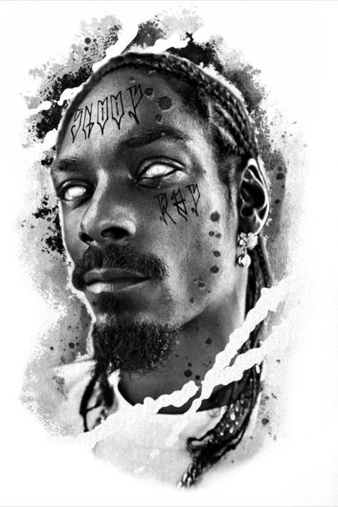 #tattoo #tattoodesign #snoopdogg #realistic #blackandgrey #tattooideas Rapper Tattoo Design, Snoop Dogg Tattoo Design, Snoop Dogg Tattoo, Rapper Tattoos, Portrait Tattoo Design, Realistic Tattoo Design, Hip Hop Tattoo, Hamsa Tattoo Design, Tattoo Black And White