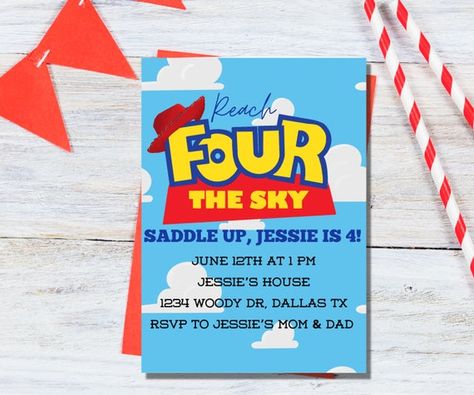 Space Theme Birthday, 4th Birthday Boys, Toy Story Invitations, Boy Birthday Party Themes, Kids Themed Birthday Parties, Story Birthday, Toy Story Birthday Party, Birthday Toys, Fourth Birthday