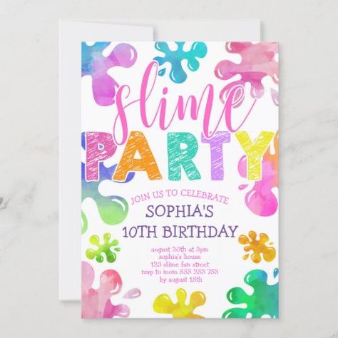 $2.80 | Slime Party Girl Birthday Rainbow Colorful #slime party, girl birthday, rainbow, colorful, slime birthday party, slime party invite, slime birthday invitations, slime girl party, slime birthday party invite, rainbow slime Slime Birthday Party, Slime Girl, Colorful Slime, Slime Birthday, Rainbow Slime, Slime Time, Slime Party, Colorful Invitations, Art Birthday Party