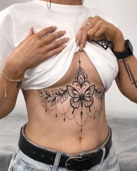 Tattoo Areas, Brust Tattoo Frau, Feminine Arm Tattoos, Font Tato, Feminine Anchor Tattoo, Underboob Tattoo Designs, Tattoo Artists Near Me, Arm Sleeve Tattoos For Women, Stomach Tattoos Women