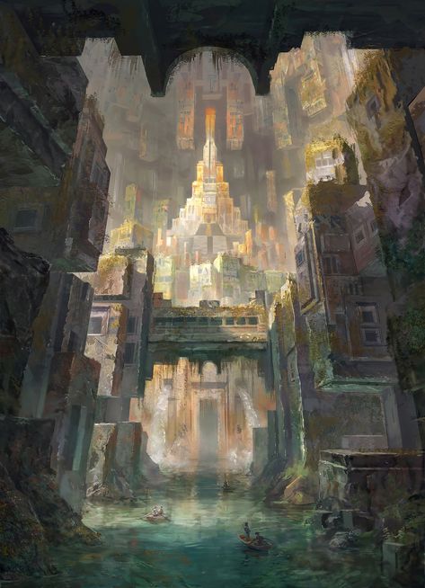 Civilization Aesthetic, Ancient Atlantis, Cave City, The Lost City, Underground Cities, Design Stand, Fantasy City, Fantasy Places, Modern Fantasy