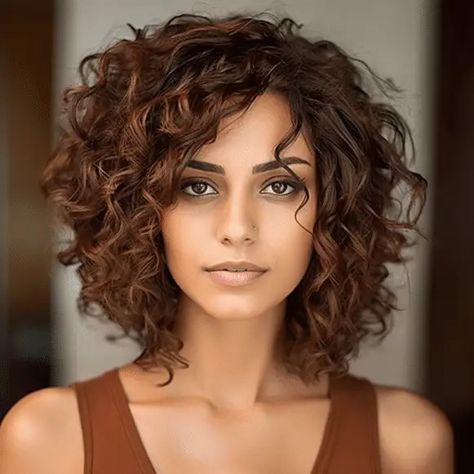 80 Cute Short Curly Haircuts & Hairstyles Trending Right Now Curly Hairstyles For 40 Year Old Women, Layered Curly Hair Side Part, Curly Hair 40 Year Old, Curly Haircut With Face Framing, Curly Hair Updo Easy Natural Curls Prom, Curly Short Hair Color, Medium Curly Shag With Bangs, Curly Extensions Hairstyles, Side Bangs Curly Hair Natural Curls