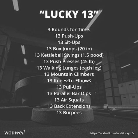 Friday the 13th, long considered a harbinger of bad luck, has inspired a late 19th-century secret society, a horror film franchise and, in the functional fitness community, special workouts to celebrate the superstitious occasion - like this one from @crossfithavoc. The gym in Florida first posted this as their workout of the day for Friday, May 13, 2011. Wods Crossfit, Crossfit Workouts Wod, Crossfit Workouts At Home, Crossfit At Home, Kettlebell Cardio, Back Extensions, Reformer Pilates, Wod Workout, Double Unders