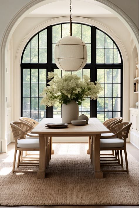 Dining Room With View, Dining Tables Oak, Organic Round Dining Table, 2 Tables In Dining Room, Dining Room Off The Kitchen, Studio Mcgee Dining Room Table, Luxury Interior Design Dining Room, Natural Light Dining Room, Galley Kitchen With Dining Table