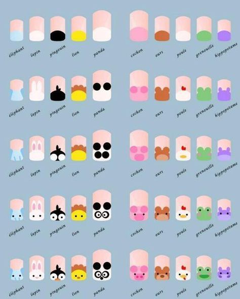 Desain Salon Kuku, Kutek Disney, Kids Nail Designs, Nail Art For Kids, Animal Nail Art, Manicure Nail Designs, Haiwan Lucu, Pola Kartu, Animal Nails