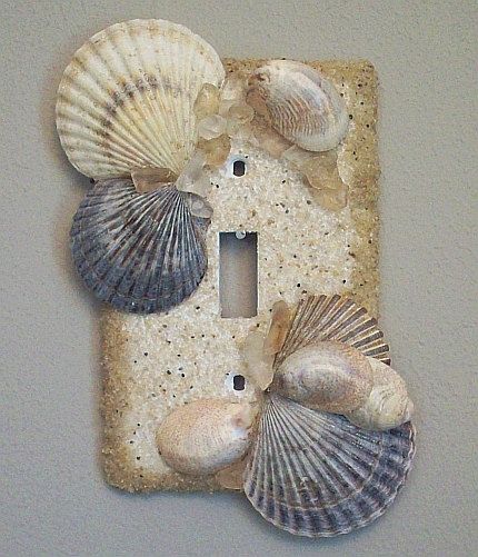 Beach Light Switch Covers, Cool Light Switches, Ocean Inspired Room, Light Switch Art, Ocean Room Decor, Seashell Bathroom, Ocean Room, Diy Beach Decor, Shell Craft