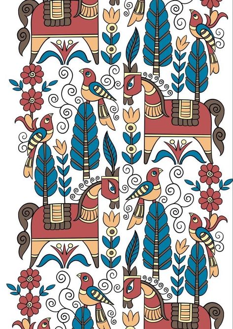 ['#craftgraphics', '#crafts', '#diy', '#handmade', '#art', '#design', '#creative', '#homemade', '#crafting', '#project'] Indian Pattern Illustration, Kalamkari Art Patterns, Madhubani Pattern Design, Pattchitra Design, Bangladeshi Folk Art, Phad Art Paintings, Gond Art Pattern, Traditional Paintings Indian Folk Art, Bengali Folk Art