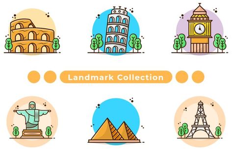 Landmark Illustration, Architecture Set, Photography Coffee, Marketing Poster, Easy Doodle, 2023 Art, City Icon, Alien Tattoo, Building Illustration