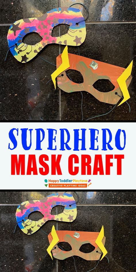 Fun Superhero Masks Craft for Kids - HAPPY TODDLER PLAYTIME Superhero Masks Diy, Superhero Learning Activities Preschool, Hero Preschool Activities, Superhero Preschool Activities Crafts, Superhero Mask Craft, Superhero Toddler Activities, Superhero Themed Crafts, Superhero Kids Crafts, Superhero Activities Preschool