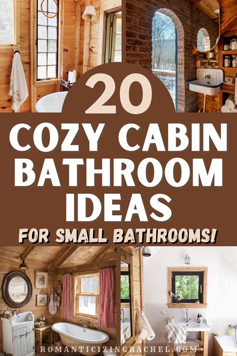 cabin bathroom ideas Log Cabin Small Bathroom Ideas, Cabin Bathroom Inspiration, Log Cabin Update Ideas, Small Lake Cabin Decorating Ideas, Canadian Cabin Decor, Cabin Makeover On A Budget, Cabin Decoration Ideas, Cabin Bathroom Tile Ideas, Cabins By The Lake