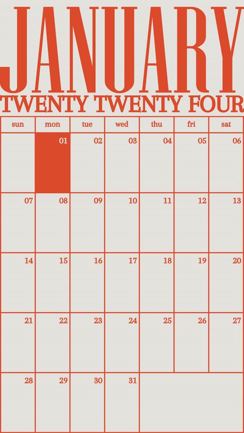 Red Minimalist Monthly Schedule January 2024 Calendar Your Story Calendar Graphic Design Layout, Monthly Tracker Template, Graphic Calendar Design, Design Calendar Ideas, Monthly Calendar Printable 2024, January 2024 Calendar Printable, Calendar 2024 Design, Calendar Design 2024, 2024 Calendar Design