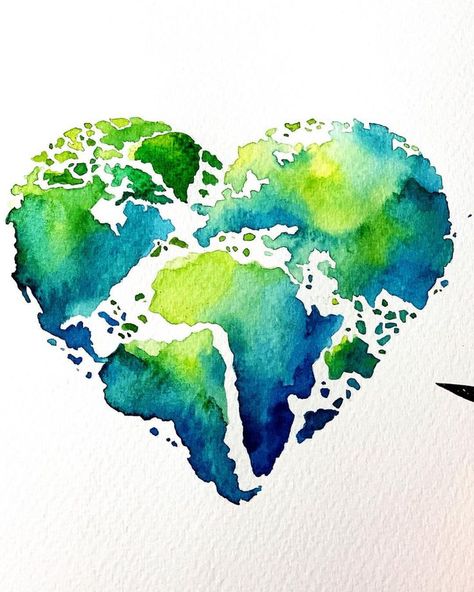 Art Lessons, Painting & Drawing, Watercolour Art, Organizator Grafic, Earth Drawings, Seni Cat Air, Earth Art, Pictures To Paint, Earth Day