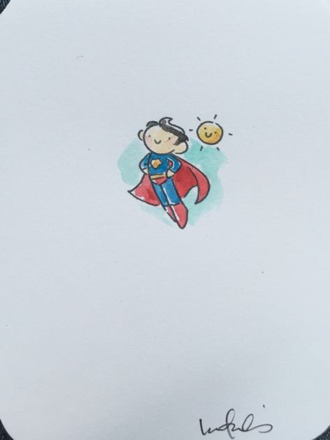 Superman Comic Art Cute Superman Drawing, Superman Sketch Easy, Superman Drawing Easy, Superman Doodle, Superman Art Drawing, Superman Watercolor, Superman Illustration, How To Draw Superman, Father Drawing