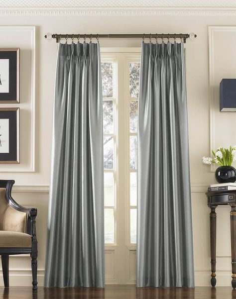 PRICES MAY VARY. 100% Polyester Imported FAUX SILK CURTAINS Lined faux silk fabric window curtain panel with subtle shimmer and back tab pinch-pleat construction; Lined curtain softly filters sunlight through your windows; Creates a stunning interior designer look in your home LIGHT WEIGHT CURTAINS Our light weight window curtain panels are the perfect stylish accent for any home with a contemporary, transitional or traditional style decor; Long curtains drape gracefully around any window to add Teal Rooms, Classic Curtain, Faux Silk Curtains, Pinch Pleat Drape, Transitional Style Decor, Half Price Drapes, Pinch Pleat Curtains, Pleated Drapes, Silk Curtains