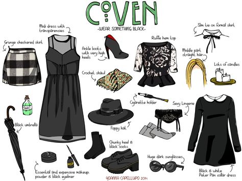 wear something black. American Horror Story Coven look #WitchStyle American Horror Story Coven Outfits, American Horror Story Outfits, Ahs Coven Outfits, Coven Outfit, Ahs Outfits, Coven Fashion, American Horror Story Costumes, Modern Witch Fashion, Salem Halloween