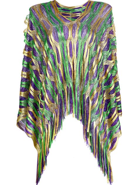 PRICES MAY VARY. Decorative lightweight poncho: 2 wearing ways of this mardi gras poncho, one is round collar wearing way, the other is V neck collar, just change the orientation of the poncho, you can get a different mardi gras costume Classic mardi gras scarf: designed with gold, purple, green color, the scarf measure: 106 x 100 cm, tassel: 15 cm/ 5.9 inch Pattern: the mardi gras shawl has 2 layer fabric, the end of scarf is tassel, hollow layer pattern is just like the mask, gold speckled wit Mardi Gras Costume Women, Mardi Gras Party Costume, Mardi Gras Party Favors, Shawl Outfit, Mardi Gras Costume, Gold Shawl, Purple Shawl, Mardi Gras Outfits, Etsy Clothes