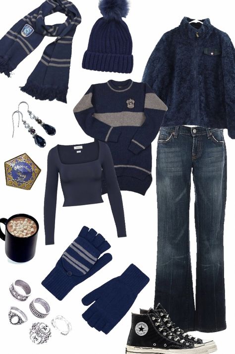 Ravenclaw Outfit Aesthetic, Harry Potter Dress Up, Ravenclaw Uniform, Blue Academia, Harry Potter Uniform, Ravenclaw Outfit, Hogwarts Uniform, Hogwarts Outfits, Ravenclaw Aesthetic