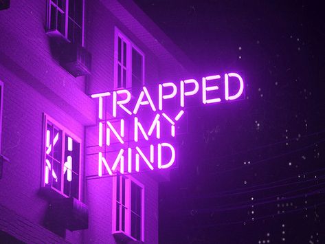 Trapped In My Mind by Nick Kempton Foto Logo, Neon Quotes, Violet Aesthetic, Purple Vibe, New Retro Wave, Dark Purple Aesthetic, Tapeta Galaxie, Purple Wallpaper Iphone, Neon Aesthetic