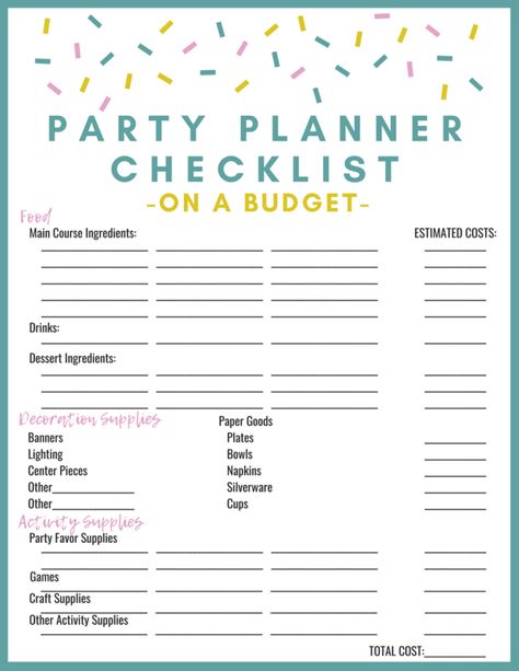 13 Brilliant Tips for DIY Party Planning on a Budget - Pennies into Pearls Catering On A Budget Parties, Sweet 16 Budget, Sweet 16 Party Ideas On A Budget, Party Planner Checklist, Plan A Birthday Party, Budget Birthday Party, Birthday Party On A Budget, Party Budget, Budget Birthday