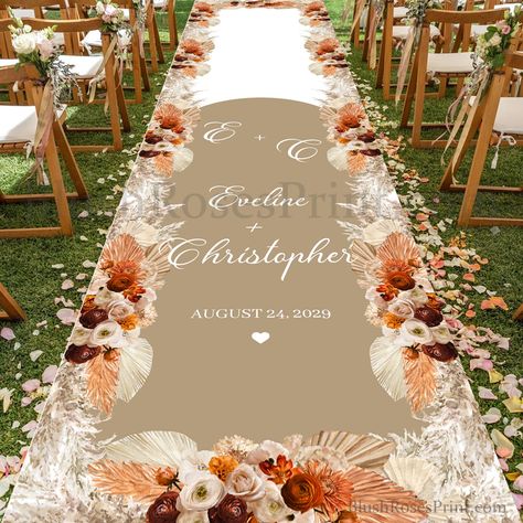 Isle Runners, Personalized Aisle Runner, Orange Wedding Decorations, Wedding Aisles, Wedding Aisle Runner, Beach Wedding Aisles, Bohemian Beach Wedding, Palm Wedding, Wedding Runner