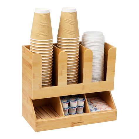 PRICES MAY VARY. Versatile storage solution: This cup and condiment organizer is perfect for storing cups, lids, and coffee/tea accessories, but can also be used for organizing other condiments or office supplies Efficient condiment organization: The two-tiered design of the organizer allows you to easily see and access your condiments, saving you time and effort in the morning rush Stylish and space-saving: With its stylish design and compact size, this organizer requires no assembly and seamle Office Coffee Bar, Coffee Bar Kitchen, Tea Supplies, Countertop Organizer, Lid Organizer, Mind Reader, Clearing Clutter, Lid Storage, Bar Kitchen