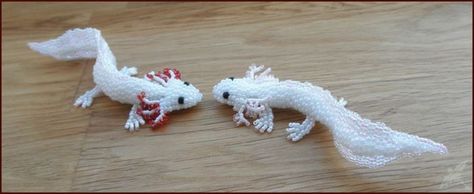 Free 3d Beading Patterns, Beading Animals Patterns Free, Bead Animals 3d, Beaded Axolotl, 3d Beaded Animals Patterns, 3d Beaded Animals, Beaded Animals Tutorial, 3d Beading, Beaded Crafts