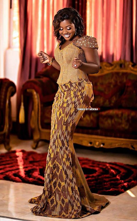 Couture, Ghana African Dresses, Ghanian Kente Wedding Dress, Beaded Kente Styles For Engagement Ghana, Ombre Kente Styles For Engagement Ghana, Kente Designs Ghana, Ghana Kente Styles Traditional Weddings, Chirch Outfits, Ghana Fashion Kente