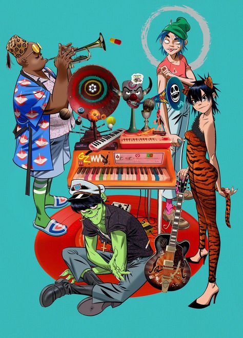 Gorillaz Art Style, Gorillaz Albums, Gorillaz Band, Jamie Hewlett Art, Gorillaz Fan Art, Art Geek, Monkeys Band, Jamie Hewlett, Gorillaz Art