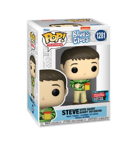PRICES MAY VARY. Funko Pop! Blue's Clues Steve with Handy Dandy Notebook 2022 Shared NYCC Figurine, Steve Blues Clues, Handy Dandy Notebook, Pop Tv, Funko Figures, Ted Lasso, Blue's Clues, Funko Pop Figures, Blues Clues