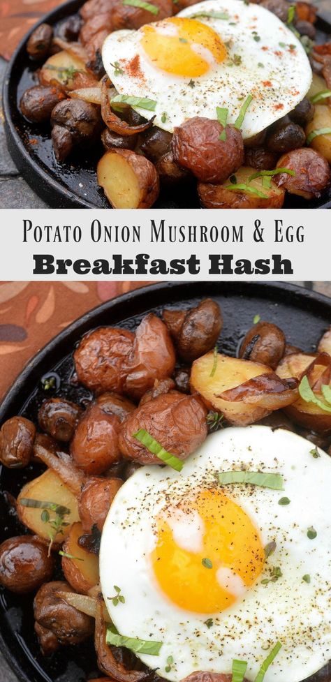 Potato And Egg Breakfast, Mushroom Potato, Breakfast Potato, Breakfast Hash Recipes, Mushroom Breakfast, Healthy Potatoes, Hash Recipe, Cheap Clean Eating, Whole 30 Approved