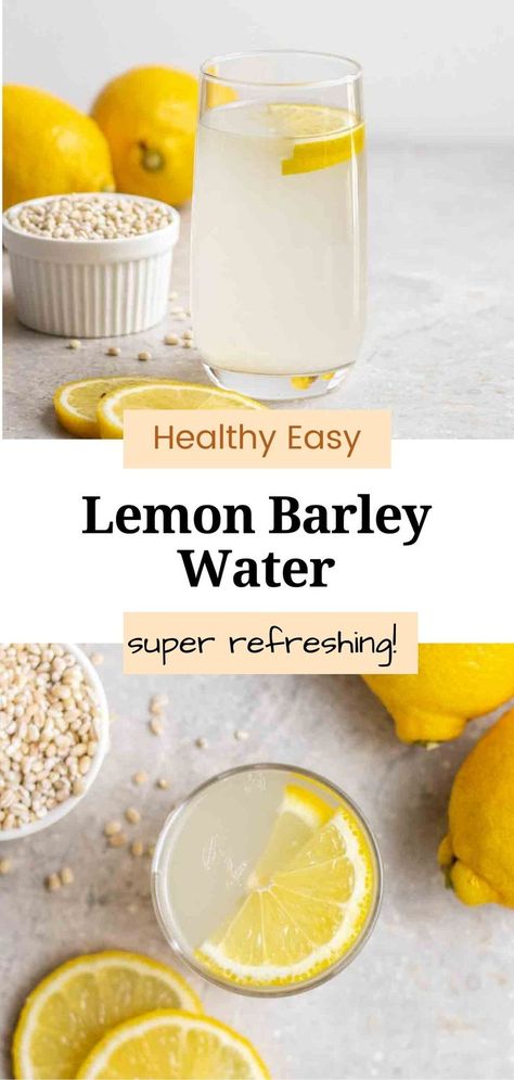 Make this refreshing lemon barley water with just 4 simple ingredients! This healthy and cooling drink is nutty in flavor and can be enjoyed either chilled or hot. Lemon Barley Water Recipe, Barley Water Benefits, Barley Water Recipe, Lemon Barley Water, Barley Water, Lemon Water Recipe, Irish Foods, Water With Lemon, Lemon Juice Benefits