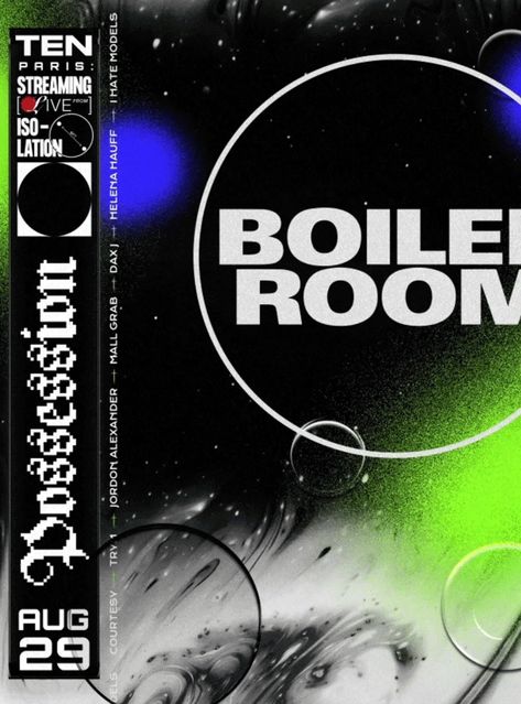 Graphic Design Poster for Boiler Room, designed by Kyle Adams and Monish Khara -- Animated Poster, Typography, Type, Motion Graphics