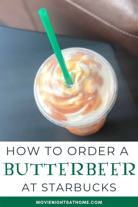 Starbucks Drinks Butterbeer, Butter Beer Recipe Starbucks, Starbucks Butterbeer Frappuccino, Butter Beer Coffee Recipe, Butterbeer Frappuccino Starbucks, Boozy Butterbeer Recipe, Butter Beer Starbucks Drink, Butterbeer Starbucks Recipe, Starbucks Recipes Fall