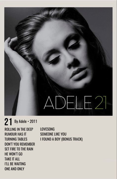minimal polaroid album poster for 21 by adele Adele Albums, Adele Music, Adele Songs, Minimalist Music, Music Poster Ideas, Music Collage, Music Poster Design, Movie Poster Wall, Minimal Poster