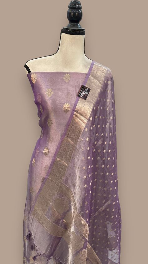 Dress Material — Page 2 — The Handlooms Silk Chudidar Salwar Suits, Tissue Fabric Dress Design, Banarasi Kurti Design, Tissue Dress Designs, Organza Kurti Designs Latest, Benaras Sarees, Pure Dress, Banarasi Dress, Latest Dress Designs