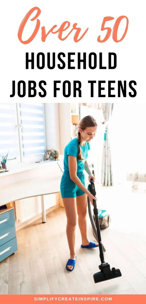 Chores for teenagers serve as one of the best introductions to teaching responsibility. If you think it’s the perfect time to teach your teens important life skills, then this list of household chores will help you find the best age-appropriate chores for your teen. While most teens are motivated by earning their own money, the best place to start is with chores at home. And the best chore ideas for teens are the ones that teen teens useful skills for their future. Chore list for teens Chore List For Teens, Chores For Teenagers, Teenage Chores, Chore Chart Teenagers, Household Chores List, House Chores List, Teen Chore Chart, Easy Ways To Earn Money, Chore Ideas