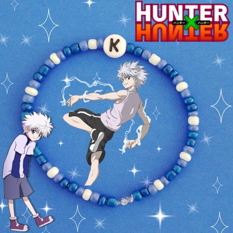 Killua Zoldyck seed bead bracelet Hunter X Hunter Bracelet, Hxh Bracelet, Anime Bracelet Beads, Anime Beaded Jewelry, Anime Beaded Bracelets, Anime Bracelet Ideas, Anime Bead Bracelet, Anime Jewellery, Anime Bracelet