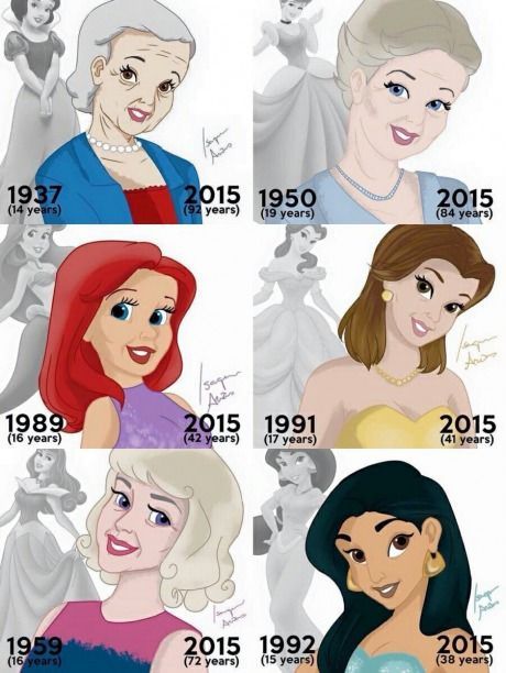 Belle aged gracefully and Ariel did not! Hahaha, too much time in the sun! Belle the bookworm was inside. Disney princesses in 2015: Disney Princess Ages, Disney Kızları, Princesas Disney Anime, All Disney Princesses, Images Disney, Prințese Disney, Disney Princess Modern, Funny Disney Memes, Karakter Disney