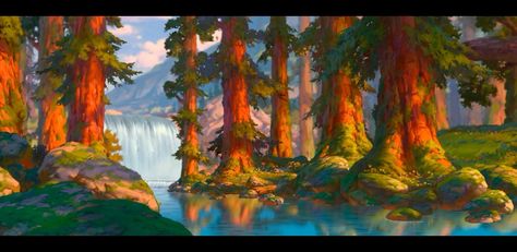 Brother Bear Background Disney Concept Art, Brother Bear Background, Disney Landscape, Bg Design, Dorm Art, Brother Bear, Group Of Seven, Disney Background, Scenery Background