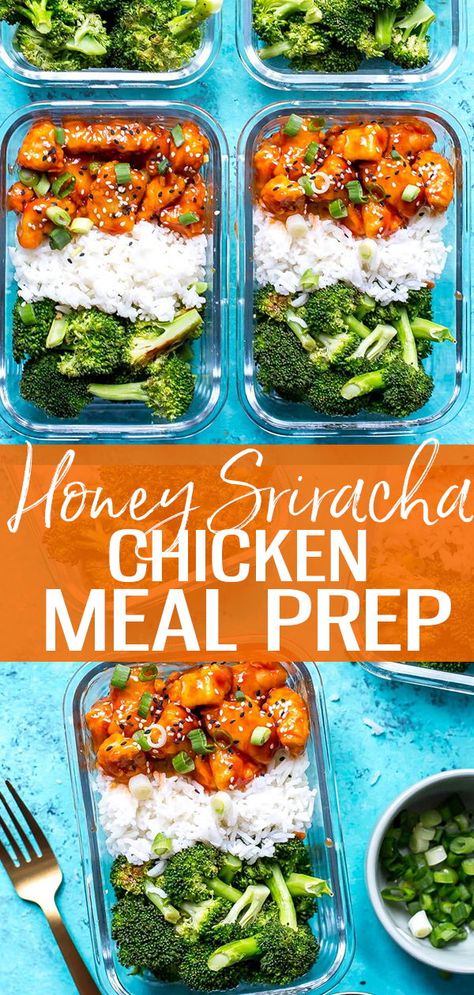 Chicken Meal Prep Bowls, Honey Sriracha Chicken, Clean Meal Prep, Sriracha Chicken, Honey Sriracha, Healthy Lunch Meal Prep, Meal Prep Clean Eating, Prep Bowls, Dinner Meal Prep