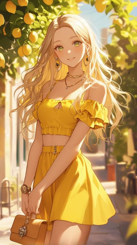 Pretty Anime Women Blonde Hair, Anime Girlies Pfp, Anime Girlies Cute, Anime Outfits Female, Cute Anime Female, Wallpaper Pfp, Anime Girlies, Anime Karakterek, Anime Summer