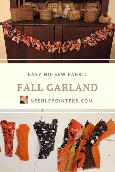 Crafts With Halloween Fabric, Natal, Amigurumi Patterns, Upcycling, Halloween Crafts With Ribbon, Easy Sew Halloween Decorations, Diy Fabric Halloween Decorations, Halloween Fabric Decorations, How To Make A Rag Garland