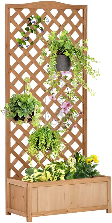 Wooden Planter With Trellis, Planter With Lattice, Free Standing Trellis Ideas, Trellis Planter Ideas, Flower Box With Trellis, Trellis Planter Boxes, Wooden Planter Ideas, Trellis With Planter, Free Standing Trellis